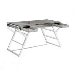 Emelle 56 in. Rectangular Grey Driftwood and Chrome 2-Drawer Writing Desk with Compartment by Coaster Home Furnishings -Coaster Home Furnishings Shop grey driftwood and chrome coaster home furnishings writing desks 882116 77 1000