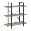 40 in. Grey Driftwood and Gunmetal Wood 3-Shelf Industrial Bookcase by Coaster Home Furnishings -Coaster Home Furnishings Shop grey driftwood and gunmetal coaster home furnishings bookcases bookshelves 805815 64 1000