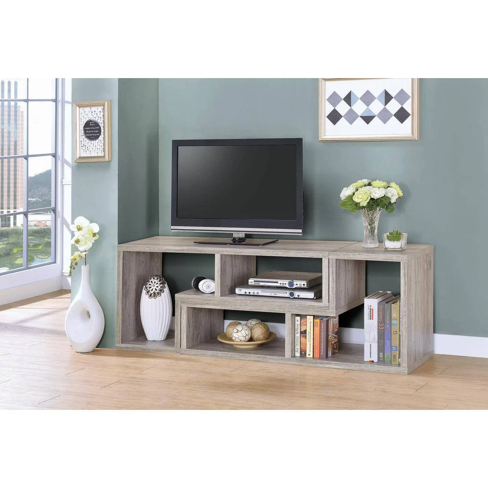 22 in. Grey Driftwood 5-Shelf Convertible TV Console and Bookcase by Coaster Home Furnishings 7 22 in. Grey Driftwood 5-Shelf Convertible TV Console and Bookcase by Coaster Home Furnishings - Image 5