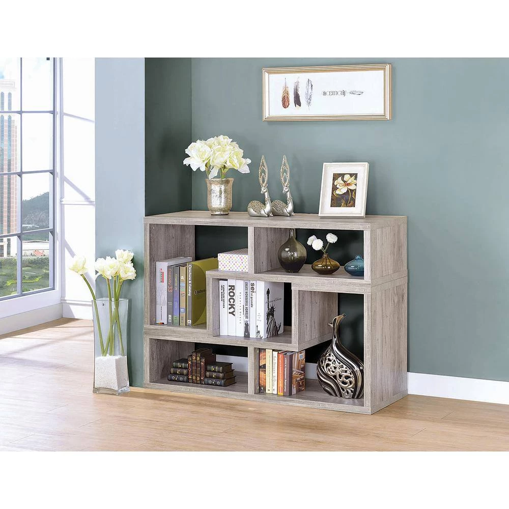 22 in. Grey Driftwood 5-Shelf Convertible TV Console and Bookcase by Coaster Home Furnishings 8 22 in. Grey Driftwood 5-Shelf Convertible TV Console and Bookcase by Coaster Home Furnishings - Image 6