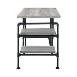 Delray 47.25 in. Rectangular Grey Driftwood and Black Writing Desk with 2 Shelves by Coaster Home Furnishings -Coaster Home Furnishings Shop grey driftwood coaster home furnishings writing desks 803701 40 1000