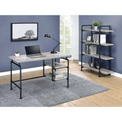 Delray 47.25 in. Rectangular Grey Driftwood and Black Writing Desk with 2 Shelves by Coaster Home Furnishings -Coaster Home Furnishings Shop grey driftwood coaster home furnishings writing desks 803701 44 1000