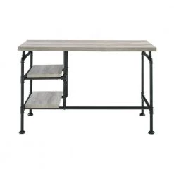 Delray 47.25 in. Rectangular Grey Driftwood and Black Writing Desk with 2 Shelves by Coaster Home Furnishings -Coaster Home Furnishings Shop grey driftwood coaster home furnishings writing desks 803701 4f 1000
