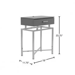 18 in. Grey High Gloss and Chrome Rectangle Wood Accent Table with Drawer by Coaster Home Furnishings -Coaster Home Furnishings Shop grey high gloss and chrome coaster home furnishings end side tables 930247 40 1000