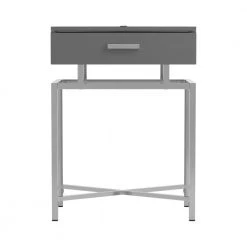 18 in. Grey High Gloss and Chrome Rectangle Wood Accent Table with Drawer by Coaster Home Furnishings -Coaster Home Furnishings Shop grey high gloss and chrome coaster home furnishings end side tables 930247 4f 1000
