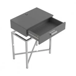 18 in. Grey High Gloss and Chrome Rectangle Wood Accent Table with Drawer by Coaster Home Furnishings -Coaster Home Furnishings Shop grey high gloss and chrome coaster home furnishings end side tables 930247 fa 1000