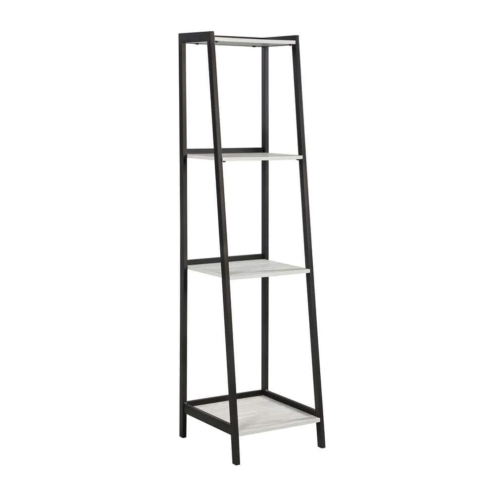Pinckard 68.75 in. Grey Stone Herringbone and Black 4-Shelf Ladder Bookcase by Coaster Home Furnishings 3 Pinckard 68.75 in. Grey Stone Herringbone and Black 4-Shelf Ladder Bookcase by Coaster Home Furnishings
