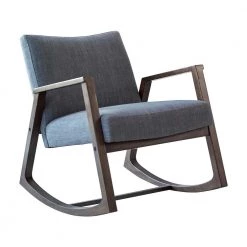 Grey and Walnut Upholstered Wooden Arm Rocking Chair by Coaster Home Furnishings
