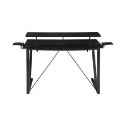 Tech Spec 59.5 in. Rectangular Gunmetal Gaming Computer Desk with Keyboard Tray and Cup Holder by Coaster Home Furnishings -Coaster Home Furnishings Shop gunmetal and black coaster home furnishings computer desks 804436 1f 1000