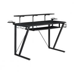 Tech Spec 59.5 in. Rectangular Gunmetal Gaming Computer Desk with Keyboard Tray and Cup Holder by Coaster Home Furnishings -Coaster Home Furnishings Shop gunmetal and black coaster home furnishings computer desks 804436 77 1000