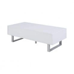 48.5 in. High Glossy White Rectangle Wood Coffee Table with 2-Drawers by Coaster Home Furnishings