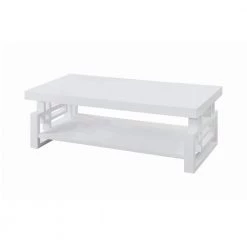 47 .25 in. High Glossy White Rectangle Wood Coffee Table with Lower Shelf by Coaster Home Furnishings -Coaster Home Furnishings Shop high glossy white coaster home furnishings coffee tables 705708 e1 1000