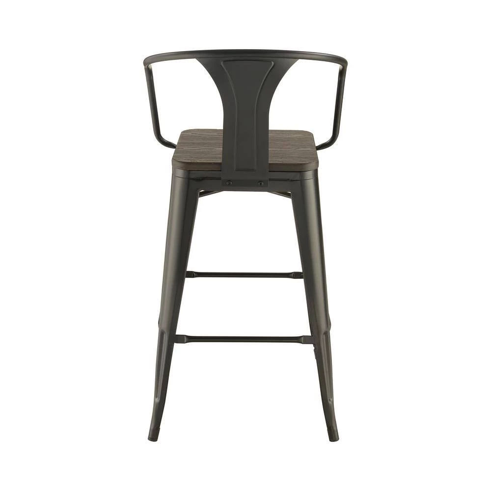 41.5 in. H Matte Black Open Back Metal Frame Bar Stool with Wood Seat (Set of 2) by Coaster Home Furnishings 7 41.5 in. H Matte Black Open Back Metal Frame Bar Stool with Wood Seat (Set of 2) by Coaster Home Furnishings - Image 5