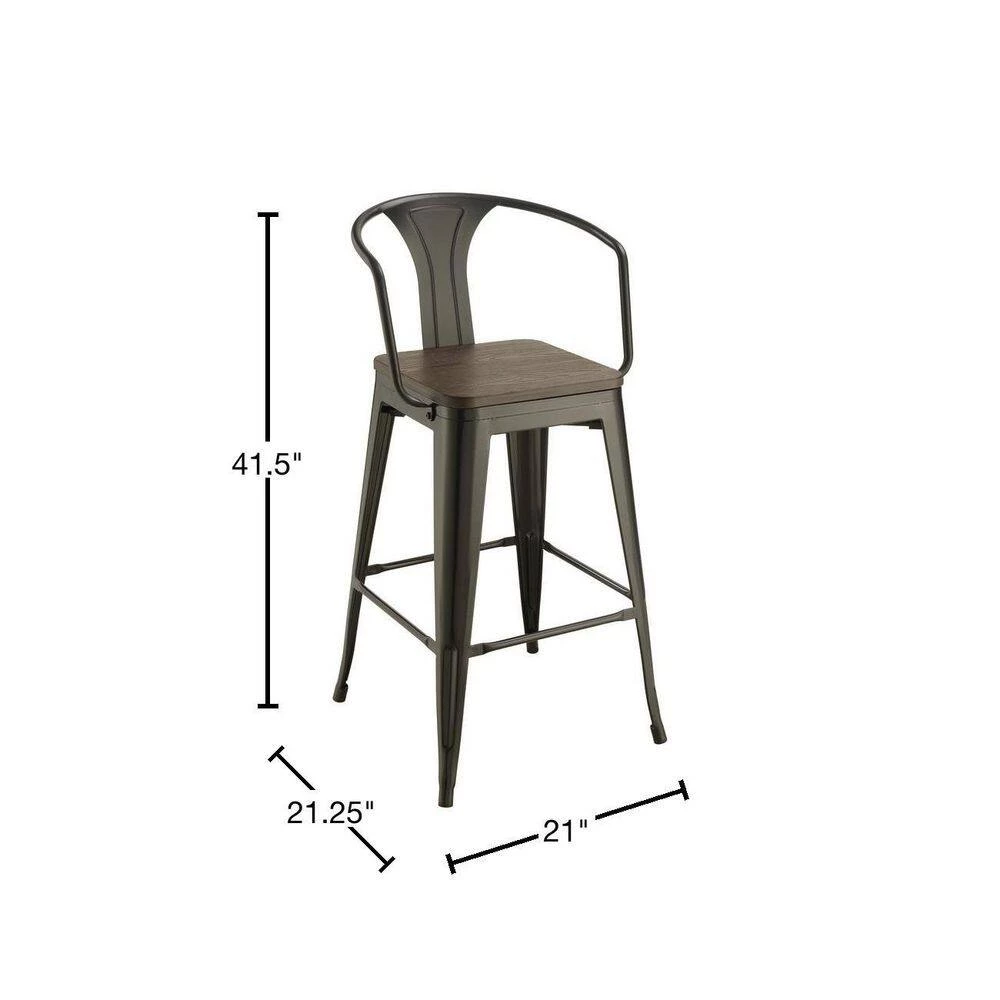 41.5 in. H Matte Black Open Back Metal Frame Bar Stool with Wood Seat (Set of 2) by Coaster Home Furnishings 5 41.5 in. H Matte Black Open Back Metal Frame Bar Stool with Wood Seat (Set of 2) by Coaster Home Furnishings - Image 3