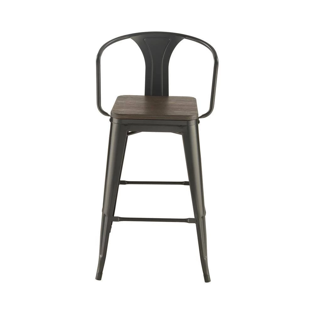 41.5 in. H Matte Black Open Back Metal Frame Bar Stool with Wood Seat (Set of 2) by Coaster Home Furnishings 6 41.5 in. H Matte Black Open Back Metal Frame Bar Stool with Wood Seat (Set of 2) by Coaster Home Furnishings - Image 4