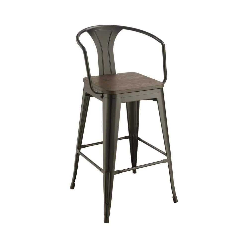 41.5 in. H Matte Black Open Back Metal Frame Bar Stool with Wood Seat (Set of 2) by Coaster Home Furnishings 3 41.5 in. H Matte Black Open Back Metal Frame Bar Stool with Wood Seat (Set of 2) by Coaster Home Furnishings