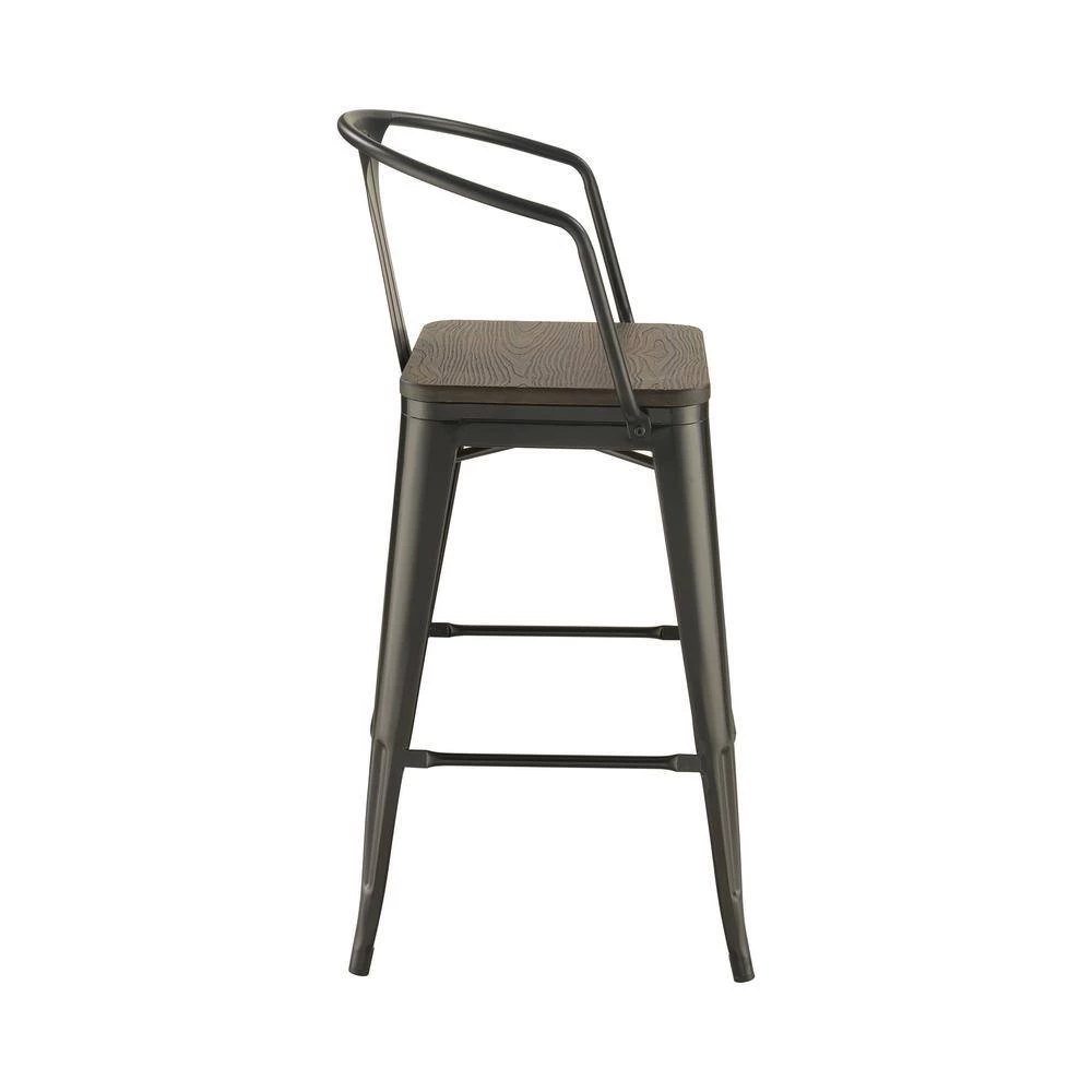 41.5 in. H Matte Black Open Back Metal Frame Bar Stool with Wood Seat (Set of 2) by Coaster Home Furnishings 4 41.5 in. H Matte Black Open Back Metal Frame Bar Stool with Wood Seat (Set of 2) by Coaster Home Furnishings - Image 2