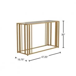 Eastbrook 47.25 in. Matte Brass Rectangle Glass Sofa Table by Coaster Home Furnishings -Coaster Home Furnishings Shop matte brass coaster home furnishings console tables 723609 40 1000