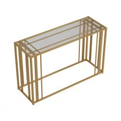 Eastbrook 47.25 in. Matte Brass Rectangle Glass Sofa Table by Coaster Home Furnishings -Coaster Home Furnishings Shop matte brass coaster home furnishings console tables 723609 4f 1000