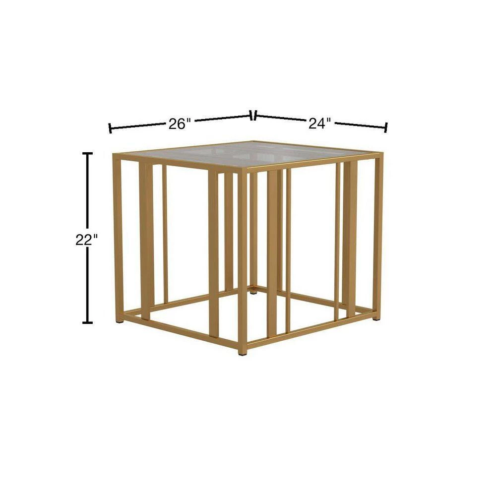 Eastbrook 26 in. Matte Brass Rectangle Glass End Table by Coaster Home Furnishings 5 Eastbrook 26 in. Matte Brass Rectangle Glass End Table by Coaster Home Furnishings - Image 3