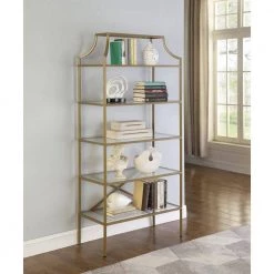70 in. Matte Gold Metal 5-Shelf Bookcase by Coaster Home Furnishings -Coaster Home Furnishings Shop matte gold coaster home furnishings bookcases bookshelves 804393 31 1000