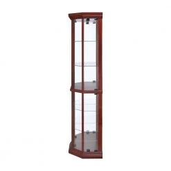 Medium Brown Corner Curio Cabinet with Adjustable Glass Shelves by Coaster Home Furnishings -Coaster Home Furnishings Shop medium brown coaster home furnishings display cabinets 3393 40 1000
