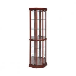 Medium Brown Corner Curio Cabinet with Adjustable Glass Shelves by Coaster Home Furnishings