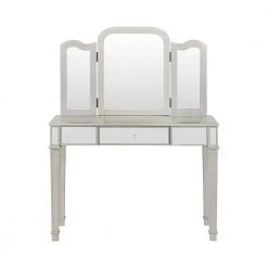 2-Piece Metallic Platinum and White Vanity Set by Coaster Home Furnishings -Coaster Home Furnishings Shop metallic platinum and white coaster home furnishings makeup vanities 930131 4f 1000