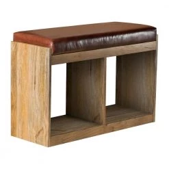 Natural and Brown Accent Bench with 2 Baskets 22 in. x 32 in. x 12in by Coaster Home Furnishings