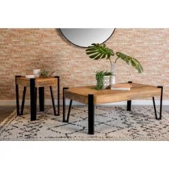 50 in Natural and Matte Black Rectangle Wood Coffee Table with Hairpin Legs by Coaster Home Furnishings -Coaster Home Furnishings Shop natural and matte black coaster home furnishings coffee tables 724118 31 1000