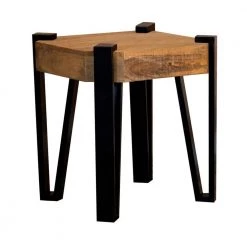20 in. Natural and Matte Black Square Wood End Table with Hairpin Legs by Coaster Home Furnishings