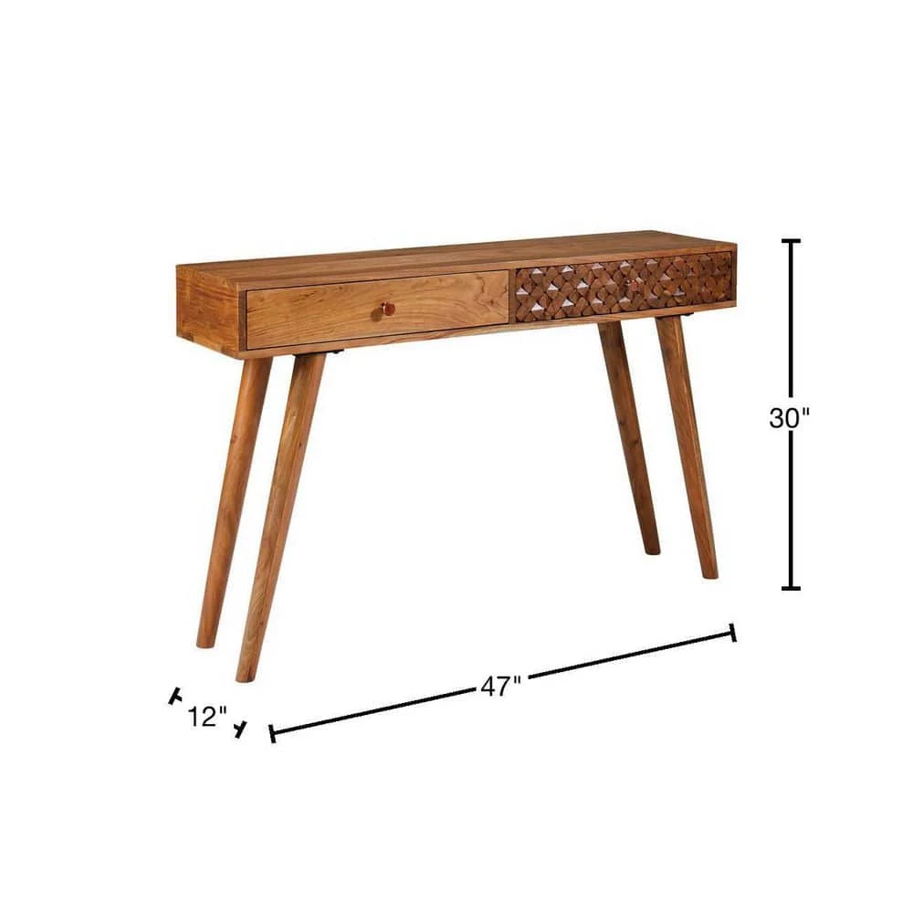 47in Natural Brown Rectangle Wood Console Table with 2 Drawers by Coaster Home Furnishings 5 47in Natural Brown Rectangle Wood Console Table with 2 Drawers by Coaster Home Furnishings - Image 3