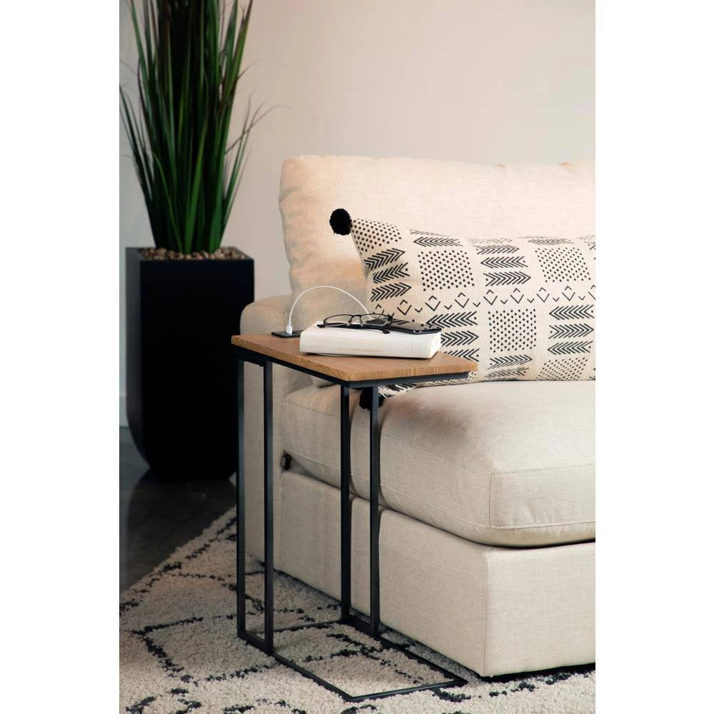 10.25in Natural and Gunmetal Rectangle Wood Top Snack Table by Coaster Home Furnishings 7 10.25in Natural and Gunmetal Rectangle Wood Top Snack Table by Coaster Home Furnishings - Image 5