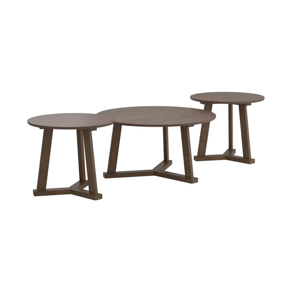 3-Piece Natural Walnut Round Wood Coffee Table Set by Coaster Home Furnishings 8 3-Piece Natural Walnut Round Wood Coffee Table Set by Coaster Home Furnishings - Image 6