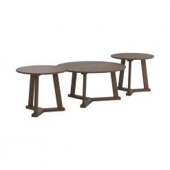 3-Piece Natural Walnut Round Wood Coffee Table Set by Coaster Home Furnishings