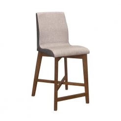 39 in. Natural Walnut and Light Grey Solid Back Wood Frame Counter Height Stool (Set of 2) by Coaster Home Furnishings