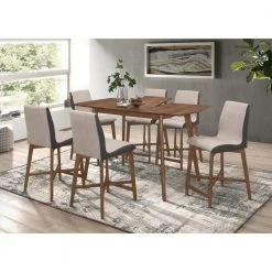 39 in. Natural Walnut and Light Grey Solid Back Wood Frame Counter Height Stool (Set of 2) by Coaster Home Furnishings -Coaster Home Furnishings Shop natural walnut grey coaster home furnishings dining chairs 106599 fa 1000