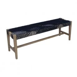 Sorrel Weathered Wash and Dark Navy Bench with Woven Rope Seat (18.5 in. H x 53.5 in. W x 14.5 in. D) by Coaster Home Furnishings
