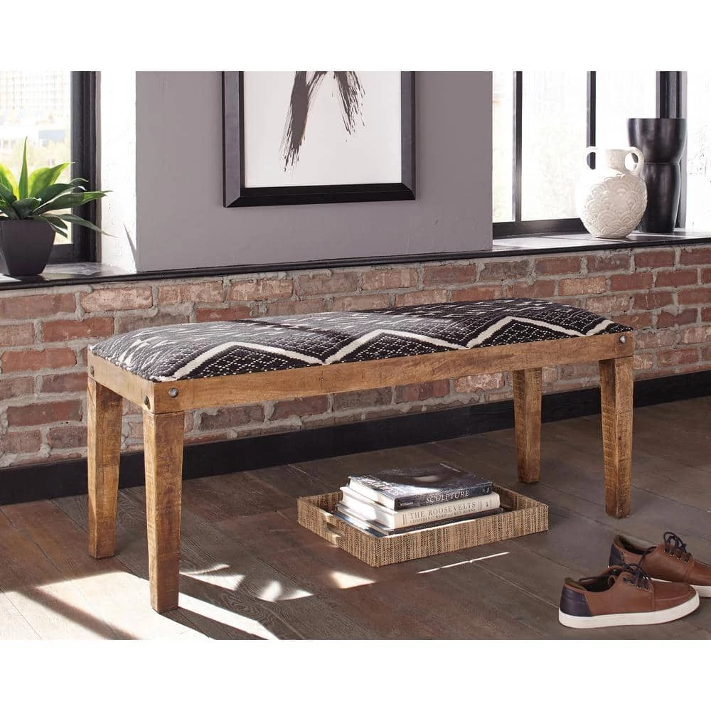 Serene Natural and Navy Bench 18 in. x 46 in. x 16 in. by Coaster Home Furnishings 5 Serene Natural and Navy Bench 18 in. x 46 in. x 16 in. by Coaster Home Furnishings - Image 3