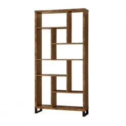 70.75 in. Antique Nutmeg Wood 10-shelf Etagere Bookcase with Open Back by Coaster Home Furnishings