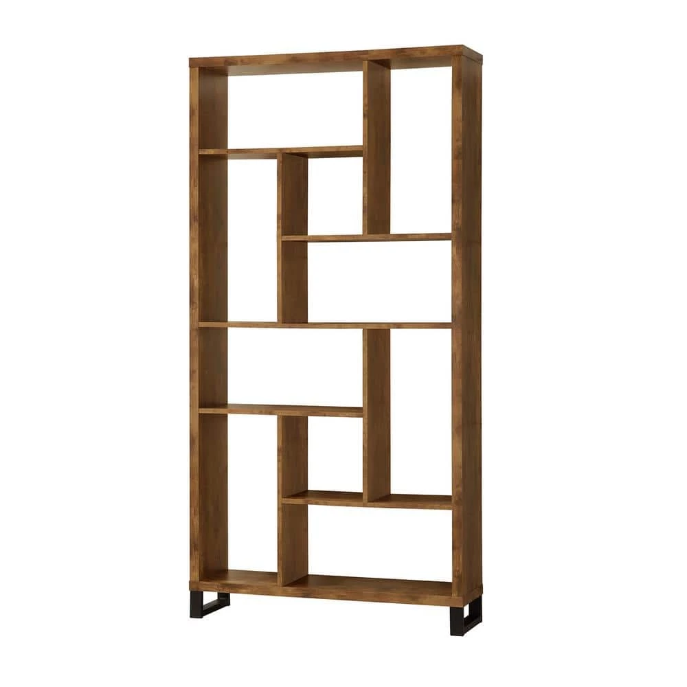 70.75 in. Antique Nutmeg Wood 10-shelf Etagere Bookcase with Open Back by Coaster Home Furnishings 3 70.75 in. Antique Nutmeg Wood 10-shelf Etagere Bookcase with Open Back by Coaster Home Furnishings