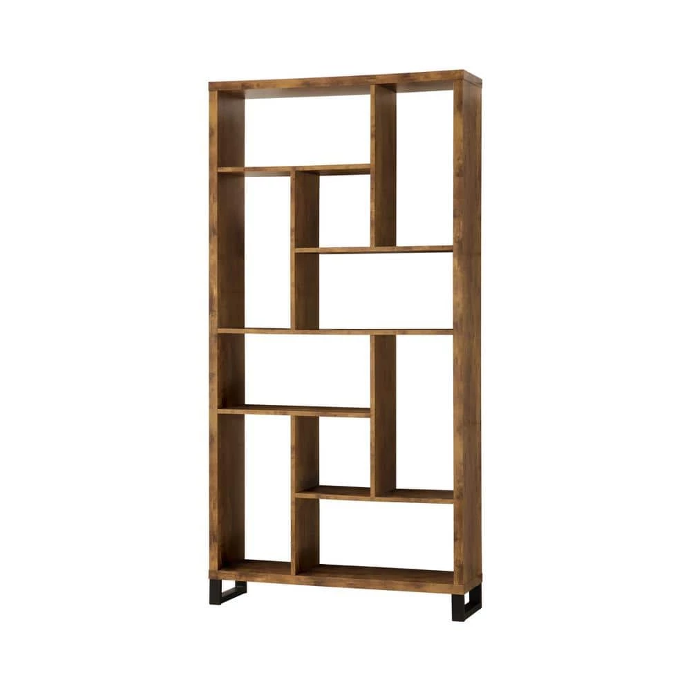 70.75 in. Antique Nutmeg Wood 10-shelf Etagere Bookcase with Open Back by Coaster Home Furnishings 4 70.75 in. Antique Nutmeg Wood 10-shelf Etagere Bookcase with Open Back by Coaster Home Furnishings - Image 2