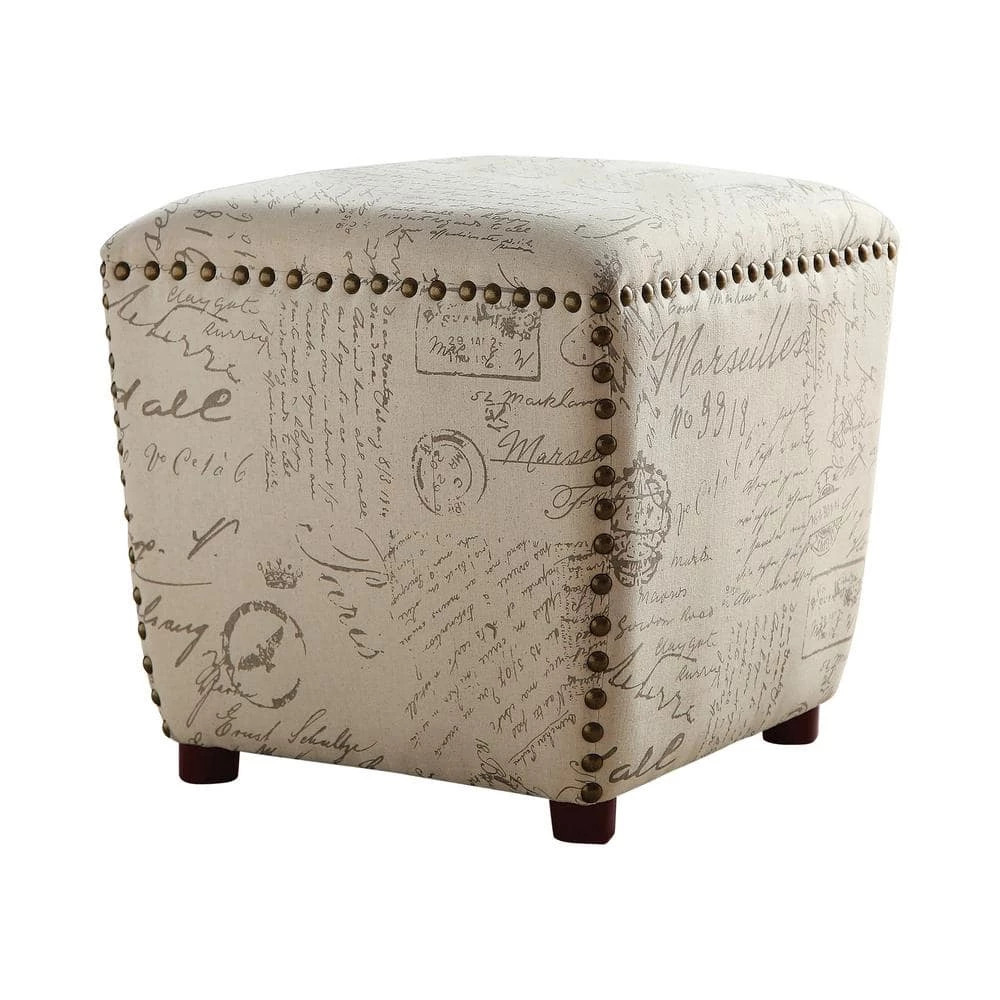 18 in.. off White and Grey Backless Wood Frame Square Ottoman with Nailhead Trim by Coaster Home Furnishings 3 18 in.. off White and Grey Backless Wood Frame Square Ottoman with Nailhead Trim by Coaster Home Furnishings