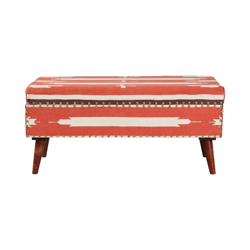 Orange and Beige Storage Bench with Nailhead Trim 16 in. x 36 in. x 16 in. by Coaster Home Furnishings 5 Orange and Beige Storage Bench with Nailhead Trim 16 in. x 36 in. x 16 in. by Coaster Home Furnishings - Image 3
