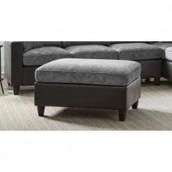 Vinny Pewter and Black Upholstered Ottoman by Coaster Home Furnishings -Coaster Home Furnishings Shop pewter and black coaster home furnishings ottomans 552044 31 1000