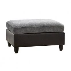 Vinny Pewter and Black Upholstered Ottoman by Coaster Home Furnishings