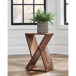13 in. Natural Rectangle Wood Accent Table with Geometric Design by Coaster Home Furnishings -Coaster Home Furnishings Shop recycled wood coaster home furnishings end side tables 910180 31 1000