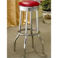 30 in. H Red and Chrome Backless Metal Frame Swivel Bar Stool (Set of 2) by Coaster Home Furnishings 11 30 in. H Red and Chrome Backless Metal Frame Swivel Bar Stool (Set of 2) by Coaster Home Furnishings -Coaster Home Furnishings Shop red coaster home furnishings bar stools 2299r 31 1000