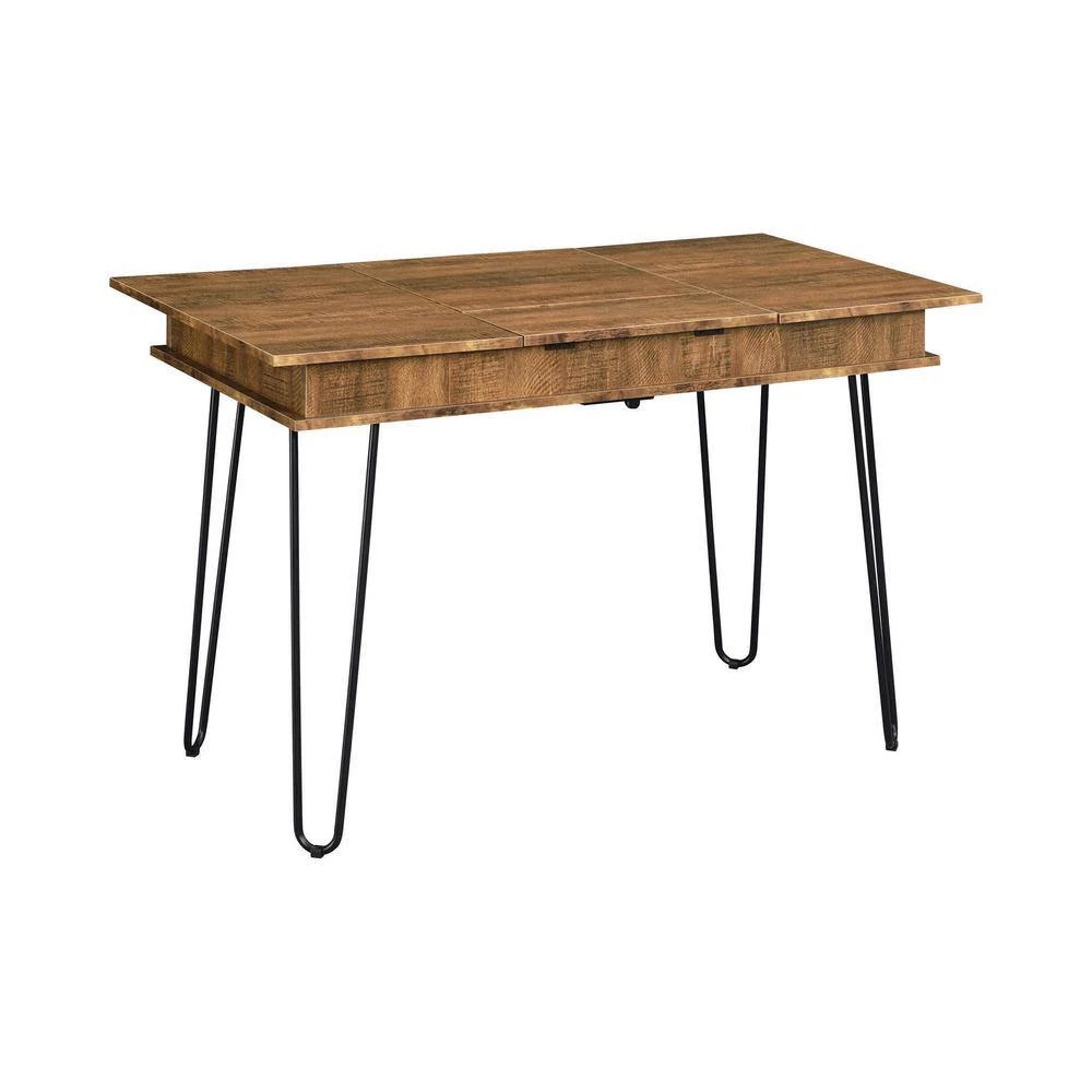 Sheeran 47.25 in. Rectangular Rustic Amber and Black Writing Desk with Power Outlet by Coaster Home Furnishings 6 Sheeran 47.25 in. Rectangular Rustic Amber and Black Writing Desk with Power Outlet by Coaster Home Furnishings - Image 4