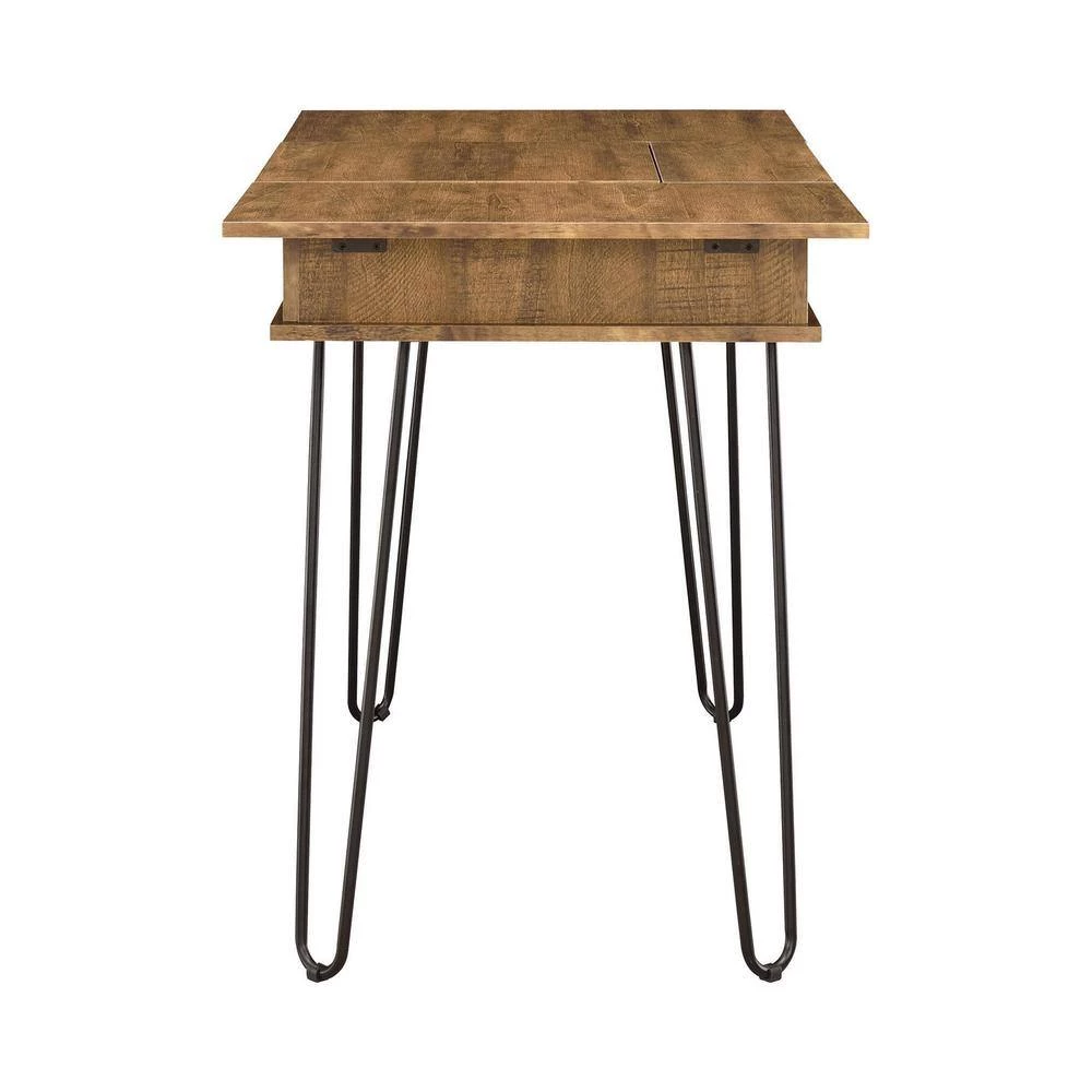 Sheeran 47.25 in. Rectangular Rustic Amber and Black Writing Desk with Power Outlet by Coaster Home Furnishings 4 Sheeran 47.25 in. Rectangular Rustic Amber and Black Writing Desk with Power Outlet by Coaster Home Furnishings - Image 2